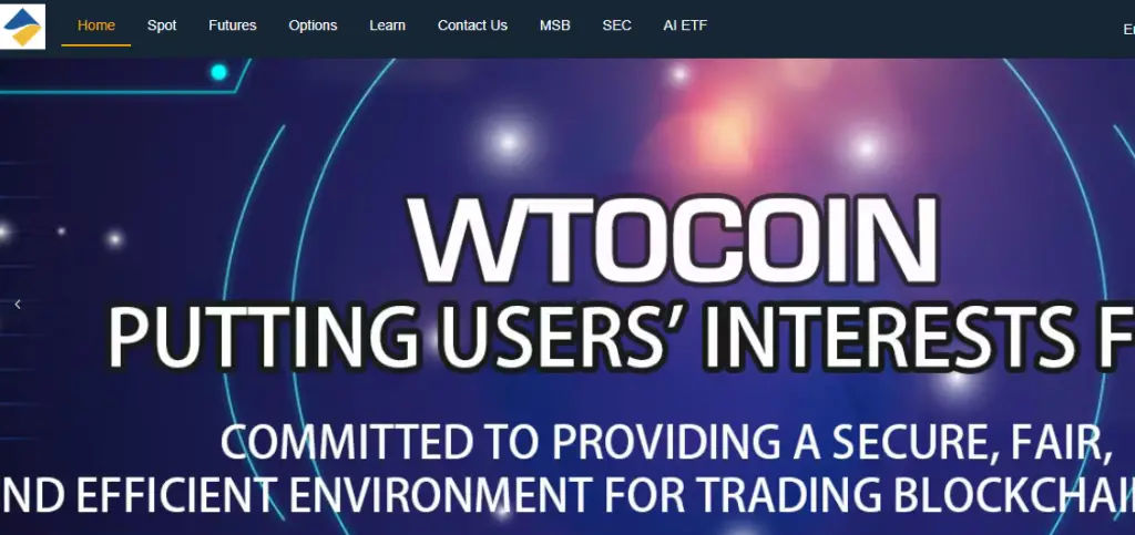 Wtocoin.com Homepage